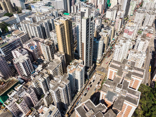 Aerial view of Kowloon in Hong Kong