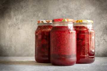 homemade jam: strawberries, raspberries