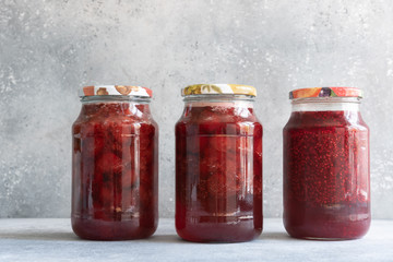 homemade jam: strawberries, raspberries