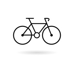 Black Bicycle fitness line art logo, bike icon on white background 