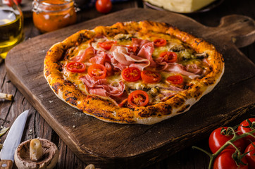 Rustic old style vintage pizza