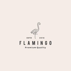 flamingo logo vector line outline monoline icon illustration - obrazy, fototapety, plakaty