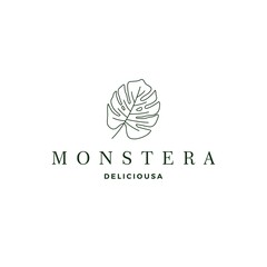 monstera deliciosa deliciousa leaf logo vector icon illustration © gaga vastard