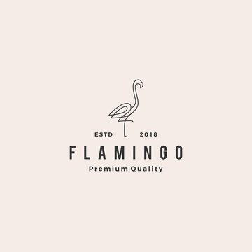 Flamingo Logo Vector Line Outline Monoline Icon Illustration