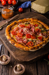 Rustic old style vintage pizza