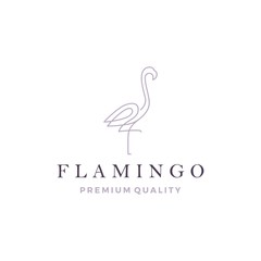 flamingo logo vector line outline monoline icon illustration