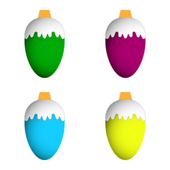 Cone shape Christmas balls. Vector.