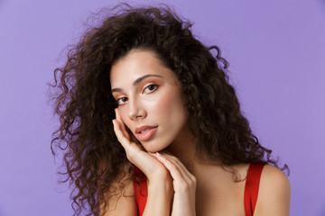 Close up portrait of a cheerful woman