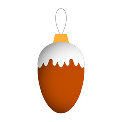 Cone shape Christmas ball. Brown. Vector.