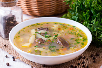 Chicken liver noodle soup