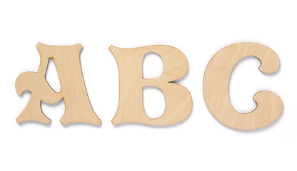 wooden letters isolated at white
