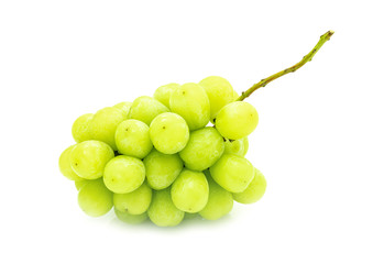 white grape fresh fruit with stem isolated on white background