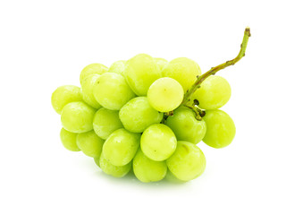 white grape fresh fruit with stem isolated on white background