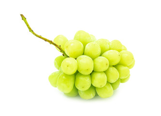 white grape fresh fruit with stem isolated on white background