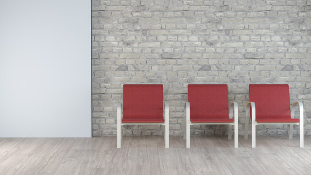 Empty room with chairs.3d rendering
