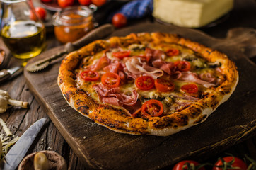 Rustic old style vintage pizza