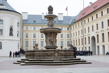 Fototapeta na wymiar fountain in PRAGUE OLD TOWN