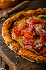 Rustic old style vintage pizza