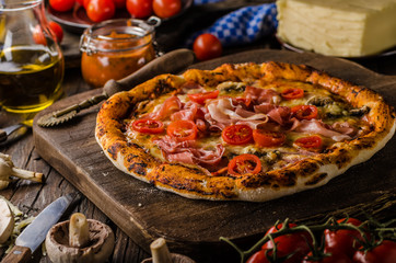 Rustic old style vintage pizza