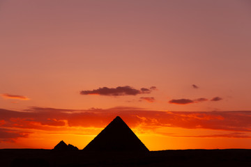 Obraz na płótnie Canvas Egypt Cairo - Giza. General view of pyramids
