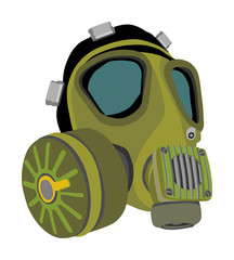 Gas mask vector illustration isolated on white background. Bio hazard equipment against air contamination. Police and military tool for special force.