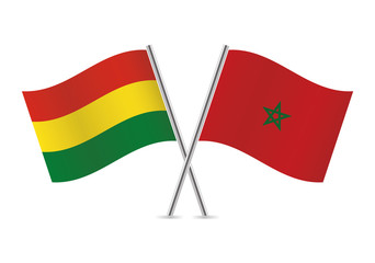 Bolivia and Morocco flags. Vector illustration.