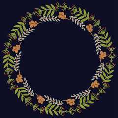 Christmas Wreath with Round Frame for Cards Design Vector Layout with Copyspace Can be use for Decorative Kit, Invitations, Greeting Cards, Blogs, Posters, Merry Christmas and Happy New Year.