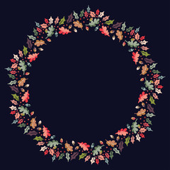 Christmas Wreath with Round Frame for Cards Design Vector Layout with Copyspace Can be use for Decorative Kit, Invitations, Greeting Cards, Blogs, Posters, Merry Christmas and Happy New Year.