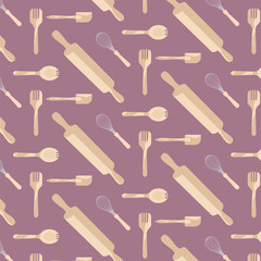 seamless pattern with kitchen utensils