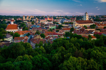 Fototapeta na wymiar Panoramic view of Vilnius old town center, Lithuania