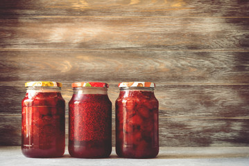 homemade jam: strawberries, raspberries