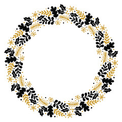 Christmas Wreath with Round Frame for Cards Design Vector Layout with Copyspace Can be use for Decorative Kit, Invitations, Greeting Cards, Blogs, Posters, Merry Christmas and Happy New Year.