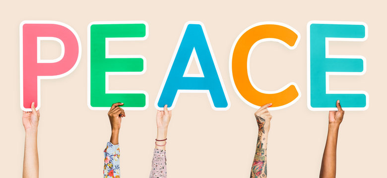 Colorful letters forming the word peace