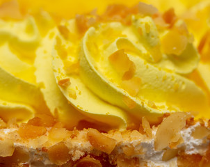 Cake with yellow cream and pineapple