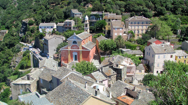 Corsica. A view of a vollage in the mountains