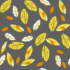 Hand drawn vector seamless pattern with leaves and branches. Can be used for fabrics, wallpapers, scrap-booking, ornamental template for design and decoration, etc