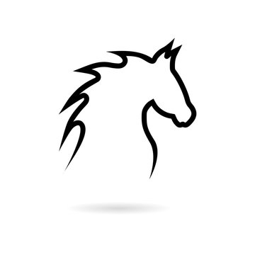 Black Horse head on white background 