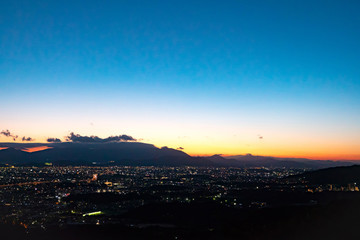 夜明け　福岡市　油山展望台からの眺望