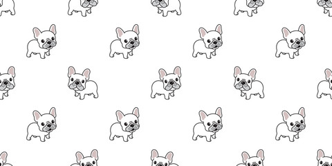 Dog seamless pattern french bulldog vector tile background repeat wallpaper tile scarf isolated illustration
