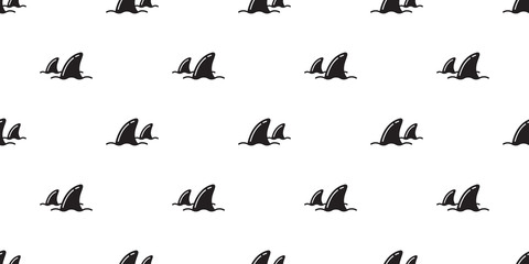 Fototapeta premium Shark fin seamless pattern vector dolphin ocean beach scarf isolated repeat wallpaper tile background