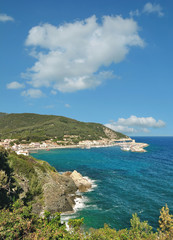 Fototapeta na wymiar Blick auf Marciana Marina auf der Insel Elba,Toskana,Mittelmeer,Italien