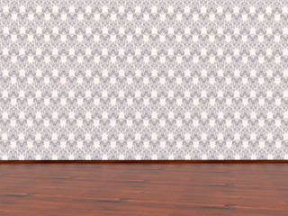 Empty wall with vintage wallpaper