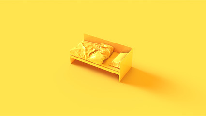 Yellow Single Bed 3d illustration 3d rendering