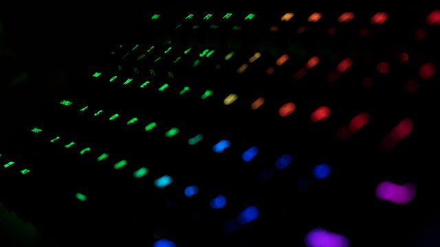 Close-up of a mechanical RGB gaming backlit keyboard © KOSTAS