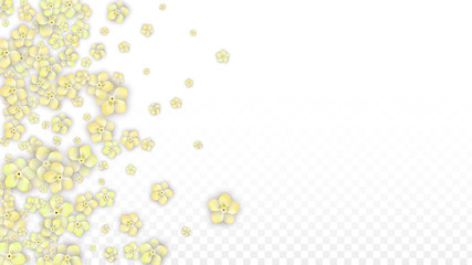 Blue Vector Realistic Blue Petals Falling on Transparent Background.  Spring Romantic Flowers Illustration. Flying Petals. Sakura Spa Design. Blossom Confetti. Design Elements for Wedding Decoration.