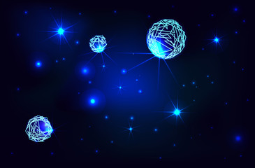 Naklejka premium Space. Cosmic background with shining stars and planets