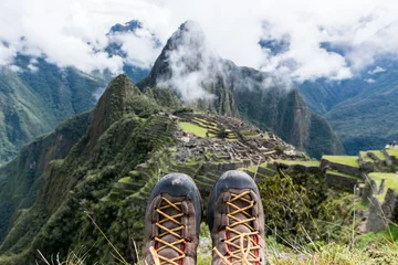 Foto op Plexiglas Reisbestemming Machu Picchu Inca ruïnes in Peru Zuid-Amerika © benicoma