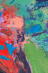 Oil paint background for text or image. Abstract oil paint texture. Multicolored scratched background.