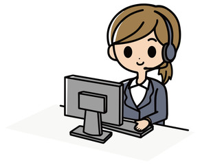 オペレーター　女性 イラスト