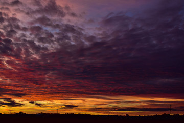 Fototapeta na wymiar Sunrise in rural sky, United States, Michigan, The Thumb